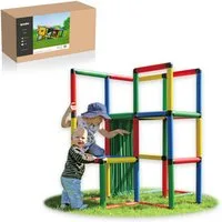QUADRO Klettergerüst Starter, (Montessori-inspiriertes Set, 200-St., 16 Modellideen, darunter Kindertor), Modulares Stecksystem, ab 18 Monaten, Made in Germany, UV-stabil