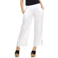 Mississhop Leinenhose Leinenhose Damen 100 % Leinen Culotte 7/8 Lange Hose M.319