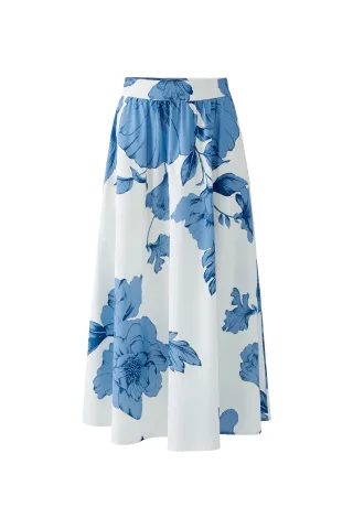 Oui - Maxirock reine Baumwolle blue white - Gr. - 40