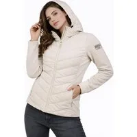 SUBLEVEL Steppjacke Damen Hybrid Jacke Leichte Übergangsjacke Kapuzenjacke Gesteppte Stepp-Front & Sweat-Ärmel, Outddor