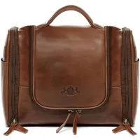 SID & VAIN Kulturbeutel echt Leder Kulturtasche zum Aufhängen groß hell-braun, Waschbeutel Echtleder für Damen & Herren, Kosmetiktasche hellbraun