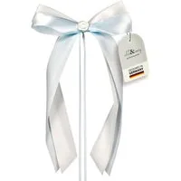 white & ivory Dekoobjekt Autoschleifen Hochzeit mit Rose + extra langem Befestigungsband (25 St)