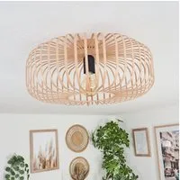 hofstein Deckenleuchte runde Deckenlampe aus Metall in Schwarz/Hellbraun/Beige, ohne Leuchtmittel, Lichteffekt durch Gitter-Optik, Ø40cm, E27. ohne Leuchtmittel