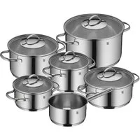 WMF Topf-Set Aparto Topf-Set, 6-teilig, Cromargan Edelstahl 18/10 (poliert, 6-tlg., unbeschichtet - rostfrei), spülmaschinengeeignet, hitzebeständig und backofengeeignet bis 250°C
