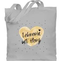 Shirtracer Umhängetasche Lehrerin mit Herz, Lehrerin Geschenke, Abschiedsgeschenke Schule Leh, Lehrerin