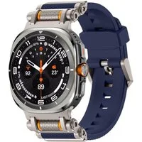 Wigento Smartwatch-Armband Für Samsung Galaxy Watch Ultra 2 / Ultra 47mm Silikon Metall Armband, Silikonarmband mit Metall Schnellverschluss