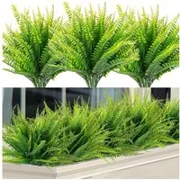 Kunstblumenstrauß Kunstpflanzen Outdoor Künstliche Pflanzen Boston Farn, Bomiclss, für Außenbereich Balkon Garten Balkonkästen Dekoration