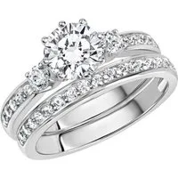 Zeeme Fingerring Silber 925 zweiteilig mit Zirkonia weiß
