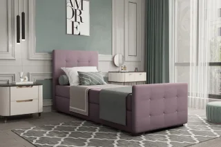 Boxspringbett Gästebett MARKOS 100x220cm Bettkasten Seite Links Stoff Violett