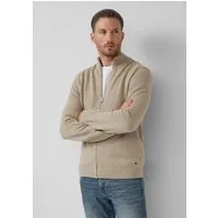 s.Oliver Cardigan Strickjacke Baumwoll-Strickjacke mit Stehkragen und Logo-Patch