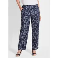 GOLDNER Schlupfhose Kurzgröße: Luftige Hose VERA mit Tupfenmuster Weite Chiffonhose mit Dehnbund, Taschen, Allover-Print, langes Bein