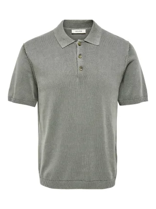 ONLY&SONS - ONSGARSON SS REG WASH POLO KNIT Castor Gray - Gr. - XXL
