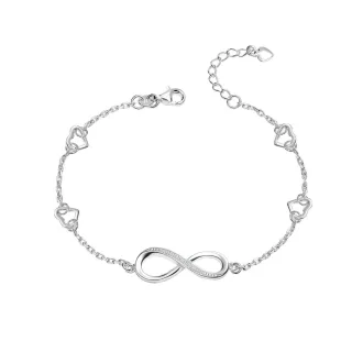 Verstellbares Damenarmband mit Unendlichkeit-Herzanhängern aus 925 Sterling Silber BIPU011
