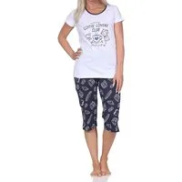 Normann Pyjama Normann Damen kurzarm Capri-Pyjama – „Coffee Lovers Club“