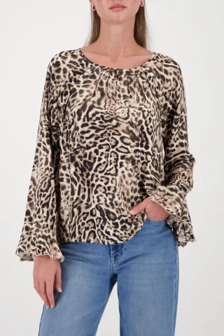 monari - Bluse mit Leo-Muster dark chocolate gemustert - Gr. - 36