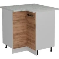 Vicco Eckunterschrank R-Line, Goldkraft Eiche/Weiß, 75.6 cm AP Marmor (1-St)