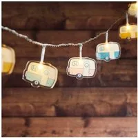 Lights4fun LED-Lichterkette 12er Retro Campingwagen Lichterkette Batterie
