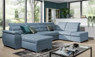 Couchgarnitur PASCARA U-Form mit Schlaffunktion-Hellblau /Otto.. Links