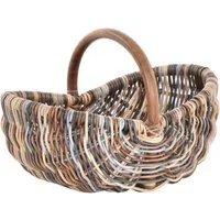 Krines Home Einkaufskorb Rattankorb mit Bügel zum Einkaufen Einkaufskorb geflochten Tragekorb, leicht und stabil mit Griff Bügelkorb Shopper
