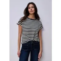 STREET ONE Rundhalsshirt Style Cris Sommershirt mit Streifen und im Strick-Look