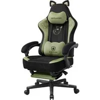 GTPLAYER Gaming-Stuhl Gaming Stuhl mit Samtstoff/Kunstleder, Gaming Chair Bürostuhl, Niedlicher Gamer Stuhl mit Katzenohren Süße Katze Edition