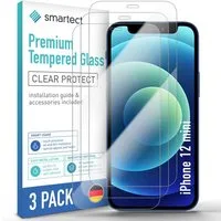 smartect Displayschutzglas Schutzglas Panzerfolie Klar für iPhone 12 mini, Set, 3 Stück, Schutzfolie Glasschutz Bildschirm