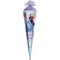 Roth Schultüte Disney Frozen, 85 cm mit Glitter, eckig, Tüllverschluss, Roth-Spitze, Glitzerborte