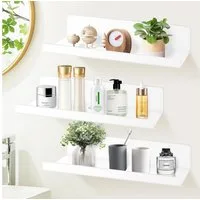 LuxusKollektion Wandregal 3er Set Wandregal Weiß Acryl Selbstklebend 30cm Badezimmer Regal