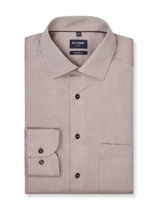 OLYMP - Modern Fit: Businesshemd beige/braun - Gr. - 40