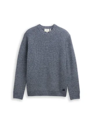 Tom Tailor - Strickpullover mit Wollanteil navy melange white core - Gr. - XXL
