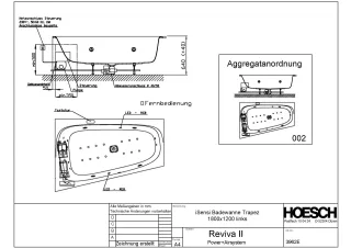 Hoesch Monolith Einbau Whirlwanne iSensi Trapez 1800x1200 links mit System Reviva II 3962E.010305002