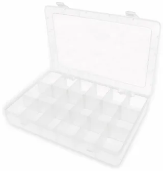 Sortimentsbox, 275x182x43, 18 Fächer, PP, transparent