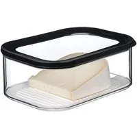 Mepal Vorratsdose Modula Käsedose 2000 ml für Käsestücke und Scheibenkäse, Styrol-Acrylnitril (SAN), Polyethylen (PE), Antikondenseinsatz, spülmaschinenfest, schwarz