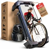 RUHE Handy-Halterung Fahrrad Handyhalterung Motorrad Kinderwagen E-Scooter mit Stoßdämpfer, (bis 8 Zoll, 360° Drehbar EXTREM FEST freie Tasten kompatibel mit iPhone Samsung, 1-tlg., Universal, Smartphone-Halterung Handyhalter Lenker Kameraschutz, Wet