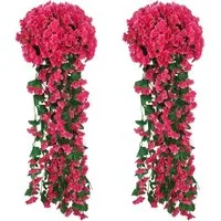 Kunstpflanze 2 Stück Künstlich Hängende Blumen, Blauregen Efeublumen Glyzinien, TUWENA, Kunstblumen Veilchen Hgende Blumen für Außen Innen Hochzeit Terrasse