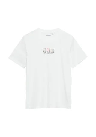comma - T-Shirt mit Frontprint und Rundhalsausschnitt weiß - Gr. - 36