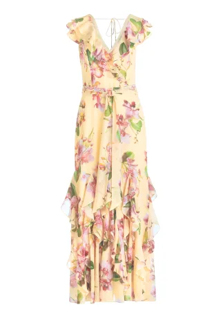 V by Vera Mont - Cocktailkleid Yellow/Rosé - Gr. - 34