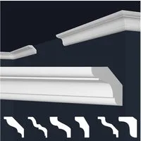 marbet design Stuckleiste, 50 Meter / 25 Leisten, XPS Styropor weiß - Deckenleisten Deckenstuck Leisten E-Leisten - (50 Meter / 25 Leisten E-24)