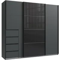 Wimex Schwebetürenschrank Bali in den Breiten 180cm, 225cm & 270cm, Schrank mit Glaselement Kleiderschrank erhältlich in den Farben, grafit und saharagrau