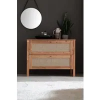 OTTO home Schubkastenkommode Hällevik, Kommode, Aufbewahrung, mit 2 geräumige Schubladen, Scandi (1 St), Schubladenfronten mit Wiener Geflecht, massive Eiche, Soft-Close