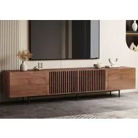 oleyluckidea TV-Schrank Mid-Century TV-Lowboard ausziehbar, Walnuss, für 80"+ TV Breite 198 cm bis 262 cm