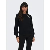 ONLY Rundhalspullover ONLEMMA LS BUTTON ONECK EX KNT Kunstfaser, regular fit