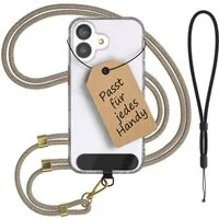 EAZY CASE Handykette Universal Handykette für alle Modelle zum Umhängen, Universales Handyband mit Carabiner wechselbare Kordel Bunt Clips Gold
