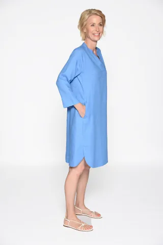 CLARINA - Kleid, Serafino Ausschnitt,uni azur - Gr. - 42