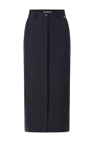 Rich & Royal - Pinstripe Midiskirt midnight blue - Gr. - 36