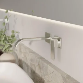 Steinberg Serie 135 Waschtisch-Wand-Einhebelmischer mit Farbhülse, Ausladung 200 mm, brushed nickel, 135 1814 3 BN