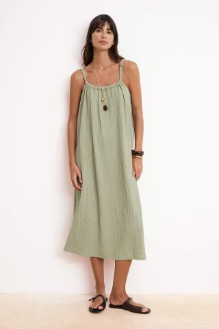 Ärmelloses, flaches Midi-Kleid für Damen