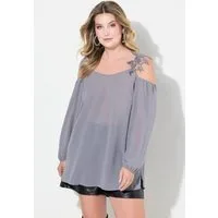 MIAMODA Longbluse Bluse Classic Fit Schulter CutOut mit Spitze