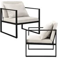 en.casa Sessel, »Ragusa« 2er Set Relaxsessel Polstersessel Sandfarben