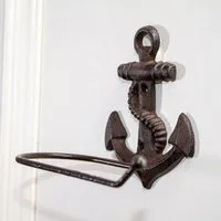 Antikas Wanddekoobjekt WC Papierrollenhalter, Anker, Maritim, Toilettenpapierhalter, antik